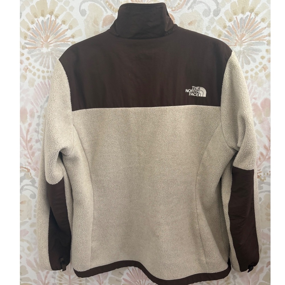 The North Face Denali Fleece Jacket Womens Large Brown Cream Full Zip Soft Shell - Picture 3 of 3